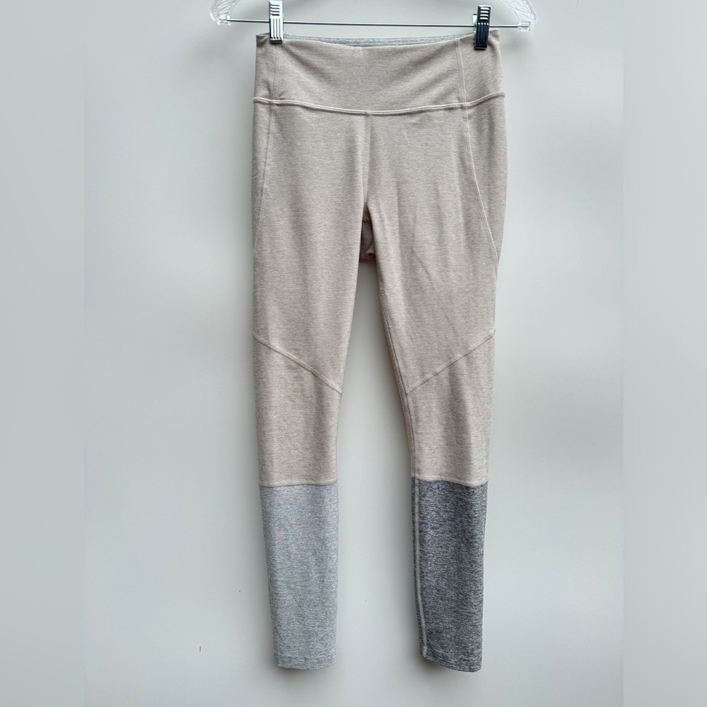 Outdoor Voices Cream Tan Grey Color Block Neutral Athletic Yoga Gym Leggings S
